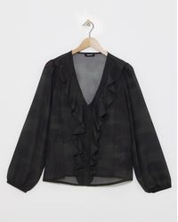 Simply Be - Georgette Sheer Ruffle Blouse - Lyst