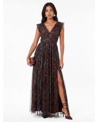Anaya with love - Anaya Animal Print Tulle Maxi Dress - Lyst