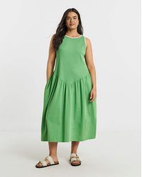 Simply Be - Jersey Mix Midi Dress With Whipstitch - Lyst