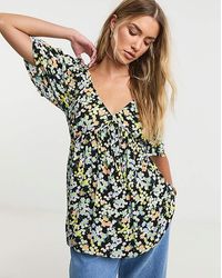Simply Be - Floral Print Crinkle Blouse - Lyst