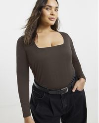 Simply Be - Long Sleeve Square Neck Top - Lyst