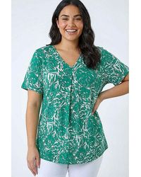 Roman Curve - Abstract Print V-Neck Top - Lyst