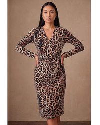 Roman - Roman Animal Gathered Chain Dress - Lyst