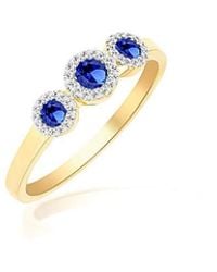 iJewel - 9Ct Yellowgold Lab Diamond Sapphire Ring - Lyst