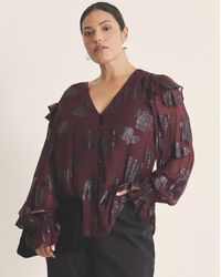 Simply Be - Jacquard Ruffle Blouse - Lyst