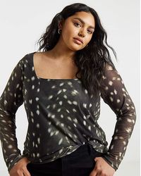 Simply Be - Square Neck Mesh Top - Lyst
