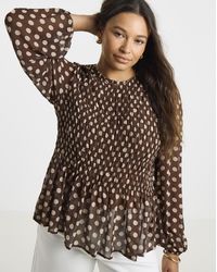 Simply Be - Check Shirred Blouse - Lyst