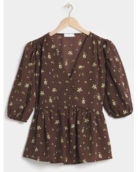 Simply Be - Button Through Chocolate Peplum Blouse - Lyst