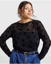 Simply Be - Floral & Dobby Mesh High Neck Top - Lyst