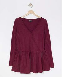 Simply Be - Rib Soft Touch Mock Wrap Top - Lyst