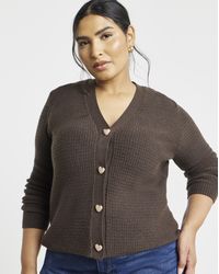 Simply Be - Textured Heart Button Cardigan - Lyst