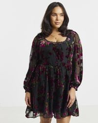 Simply Be - Floral Burnout Lace Trim Dress - Lyst