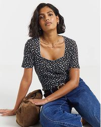 Simply Be - Square Neck Short Sleeve Ribbed Top - Lyst