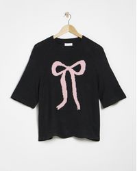 Simply Be - Bow Placement Print Knitted T-Shirt - Lyst