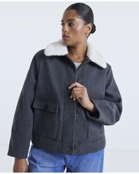 Simply Be - Fur Collar Short Jacket - Lyst