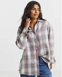 Simply Be - Check Open Back Shirt - Lyst