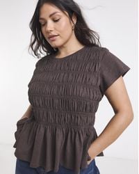 Simply Be - Shirred Peplum Top - Lyst