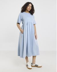 Simply Be - Acid Wash Midi Smock Dress - Lyst