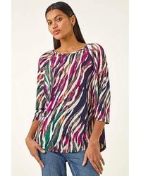 Roman - Roman Stripe Print Stretch Tunic Top - Lyst