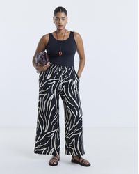 Simply Be - Zebra Textured Waffle Wide Leg Trouser - Lyst