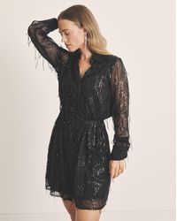 Simply Be - Fringed Sequin Shirt Dress - Lyst