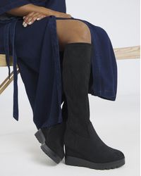 Simply Be - Stretch Wedge Knee High Boot Ex W Sc-Cp - Lyst