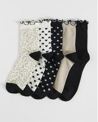 Pretty Secrets - 5 Pk Lettuce Hem Ankle Socks (Wide Fit) - Lyst