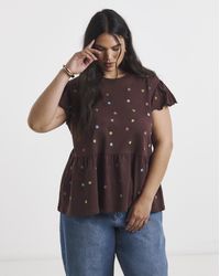 Simply Be - Ditsy Floral Embroidered Peplum - Lyst
