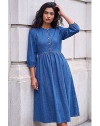 Roman - Roman Popper Buttoned Midi Dress - Lyst