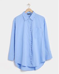 Simply Be - Stripe Shirt With Pearl Trim Detailing - Lyst