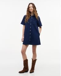 Tommy Hilfiger - Textured Twill A-Line Mini Shirt Dress - Lyst