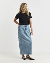 Simply Be - Parachute Denim Maxi Skirt - Lyst