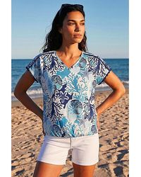 Roman - Roman Marine Print Ric Rac Trim Top - Lyst