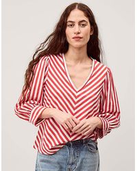 Monsoon - Shayla V-Neck Stripe Jersey Top - Lyst