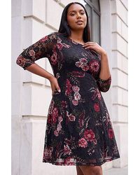 Roman Curve - Floral Print Lace Dress - Lyst