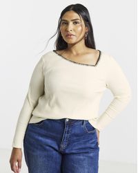 Simply Be - Ayshem Neckline Blanket Stitch Ls - Lyst