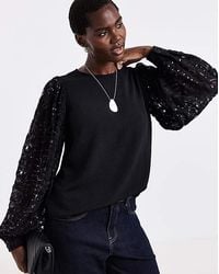 JD Williams - Sequin Lace Sleeve Top - Lyst