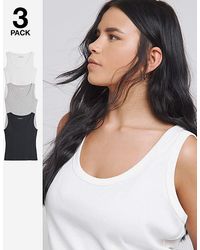Simply Be - 3 Pack Pure Cotton Scoop Neck Tanks - Lyst