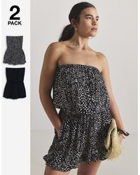 Beach To Beach - 2 Pack Value Bandeau Beach Playsuits - Lyst