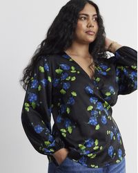 Joanna Hope - Floral Satin Wrap Blouse - Lyst