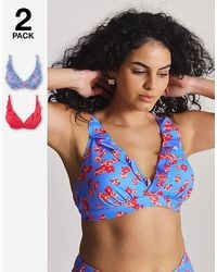 Simply Be - Value 2 Pack Plunge Bikini Tops - Lyst
