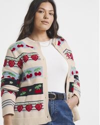Simply Be - Fruit Fair Isle Crew Neck Cardigan - Lyst