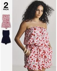 Simply Be - 2 Pack Cherry Print Playsuits - Lyst