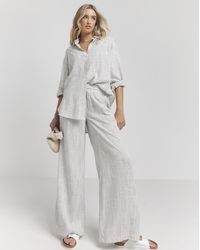 Simply Be - Linen Wide Leg Trousers - Lyst