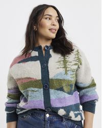 Simply Be - Landscape Crew Neck Cardigan - Lyst