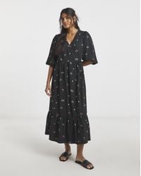 Simply Be - Ditsy Print Midi Wrap Dress - Lyst