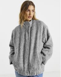 Simply Be - Sbe Wool Look Funnel Neck Jacket - Lyst