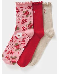 Pretty Secrets - 3Pk Christmas Ankle Socks - Lyst