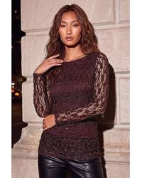 Roman - Roman Lace Ruched Top - Lyst