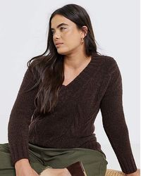 Simply Be - V-Neck Cable Boucle Tunic - Lyst